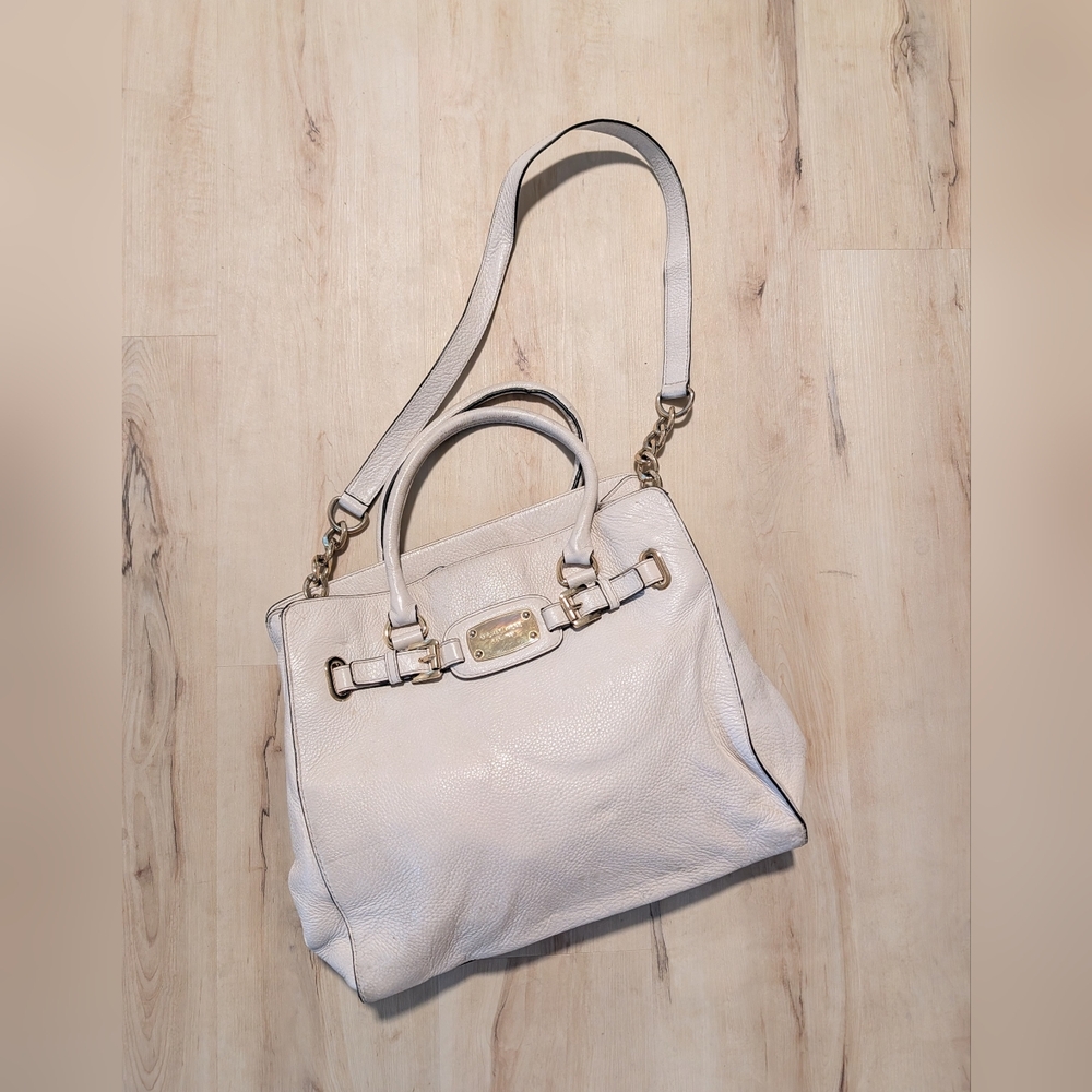 Michael Kors Cream Off White and Gold Oversized Purse Handbag Shoulder Bag